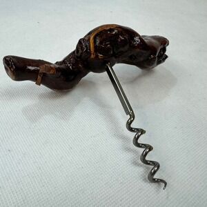 Vintage Handcrafted Natural Wood Burl Grapevine Handle Corkscrew Wine Opener